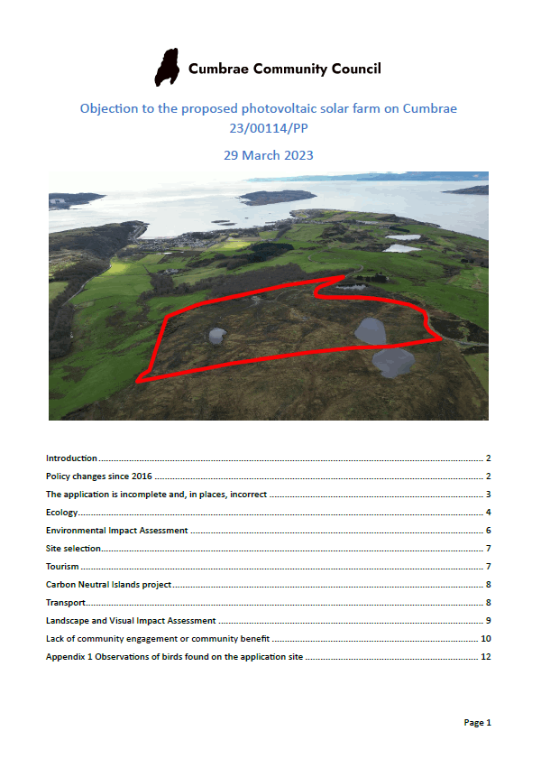 CCC solar farm objection